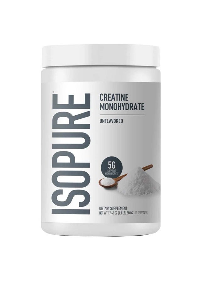 Isopure Creatine Monohydrate Powder, Unflavored, 500 g | 100% Pure Creatine for Daily Sports Nutrition Support